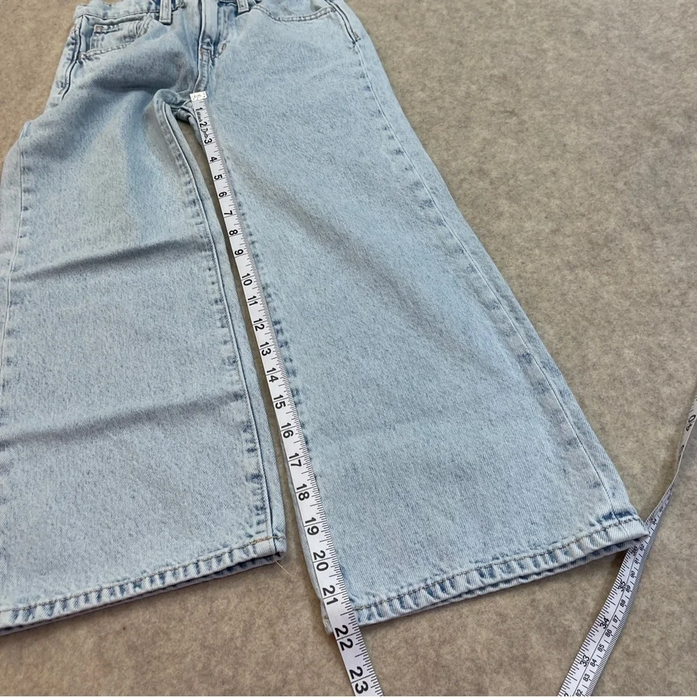 Old Navy High Rise Baggy Wide Leg Light Wash Blue Denim Jeans Girls size 8
